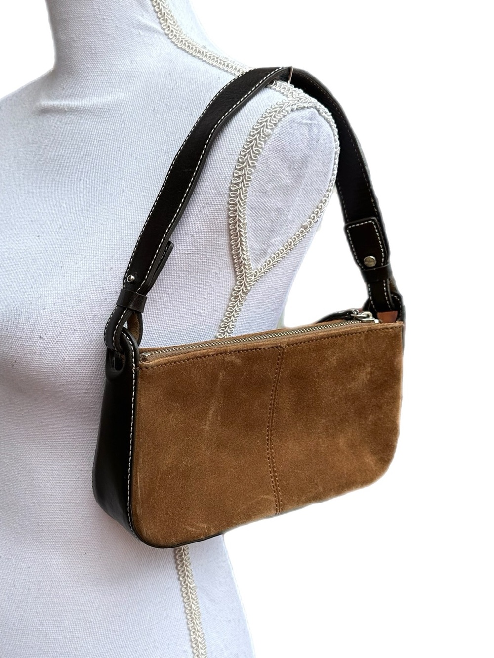 Ann Taylor Brown Suede Mini Shoulder Purse Bag LOFT